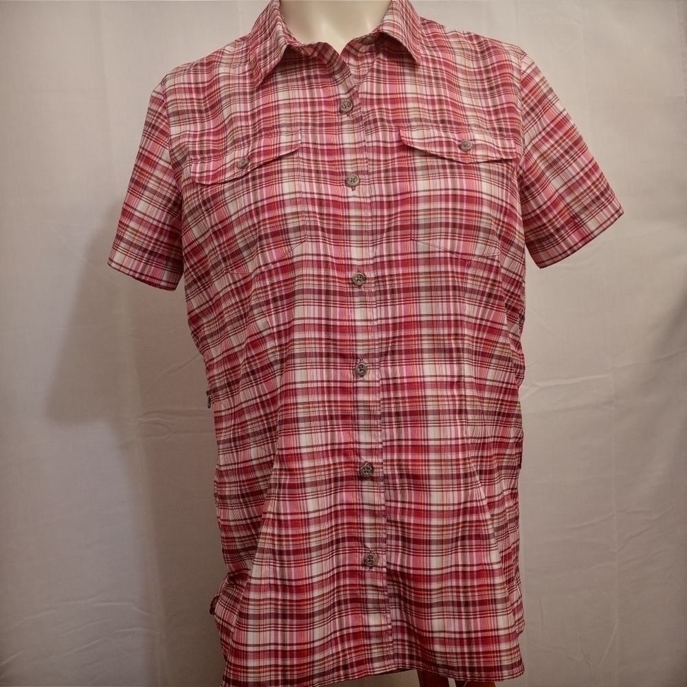 EDDIE Bauer Pink Plaid Hiking Shirt